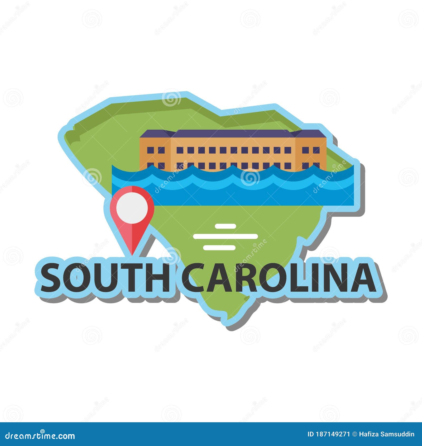 Map of South Carolina State. Vector Illustration Decorative Design