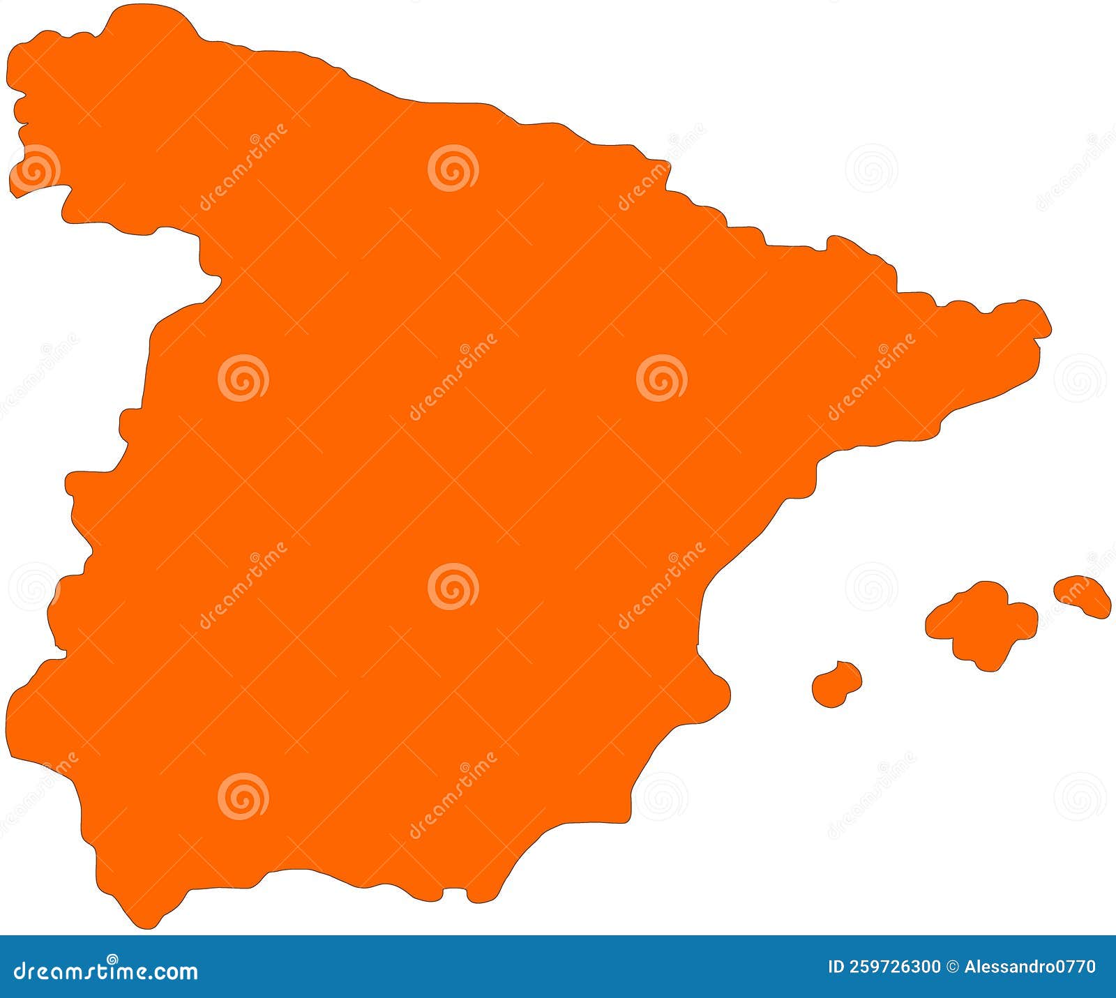 Map of Spain in orange stock illustration. Illustration of spanish