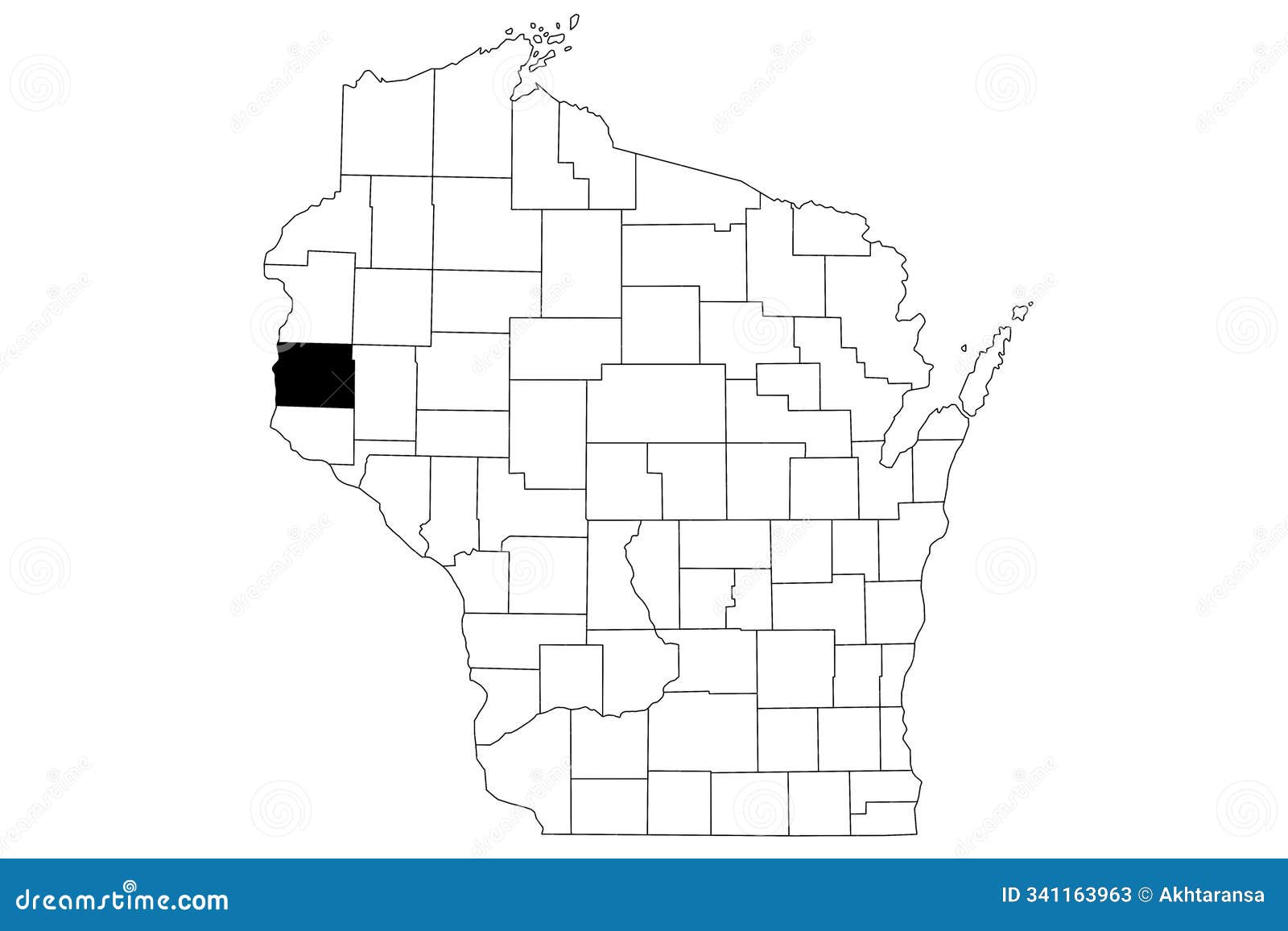 St. Croix County Map on White Background