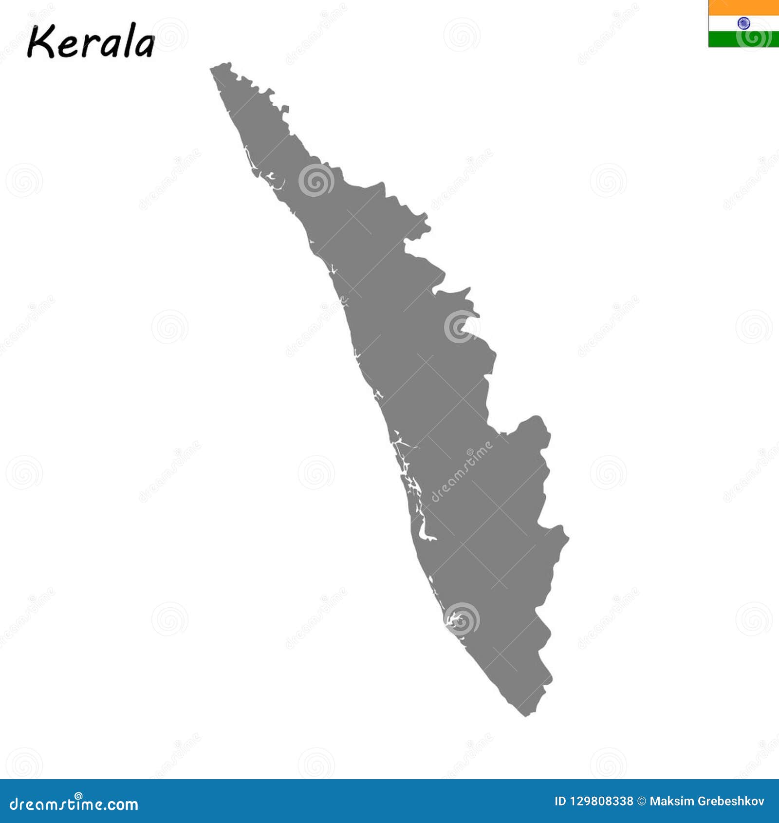 Detailed Map Of Kerala Vector Illustration | CartoonDealer.com #9337210