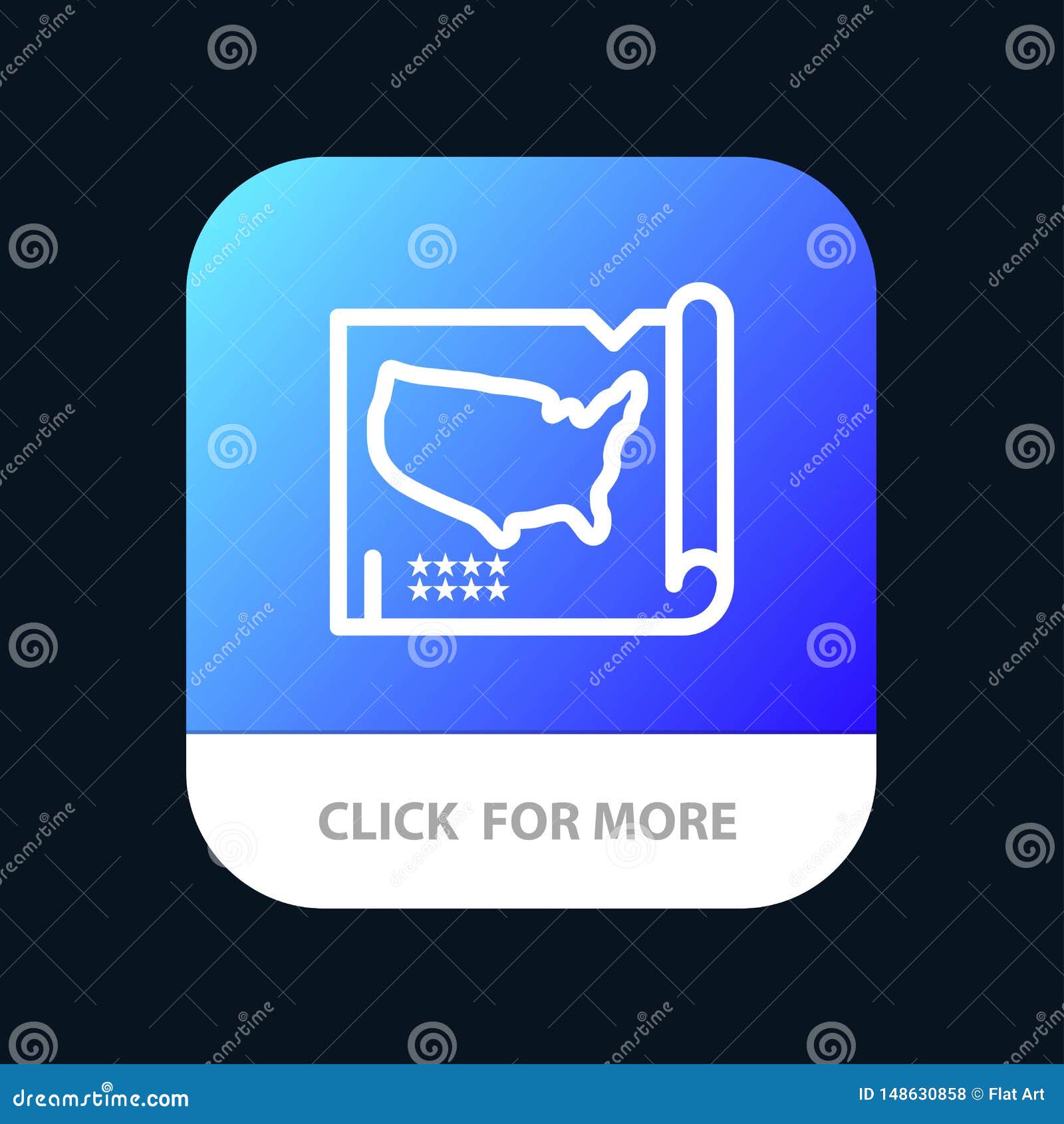 Map, States, United, Usa Mobile App Button. Android and IOS Line
