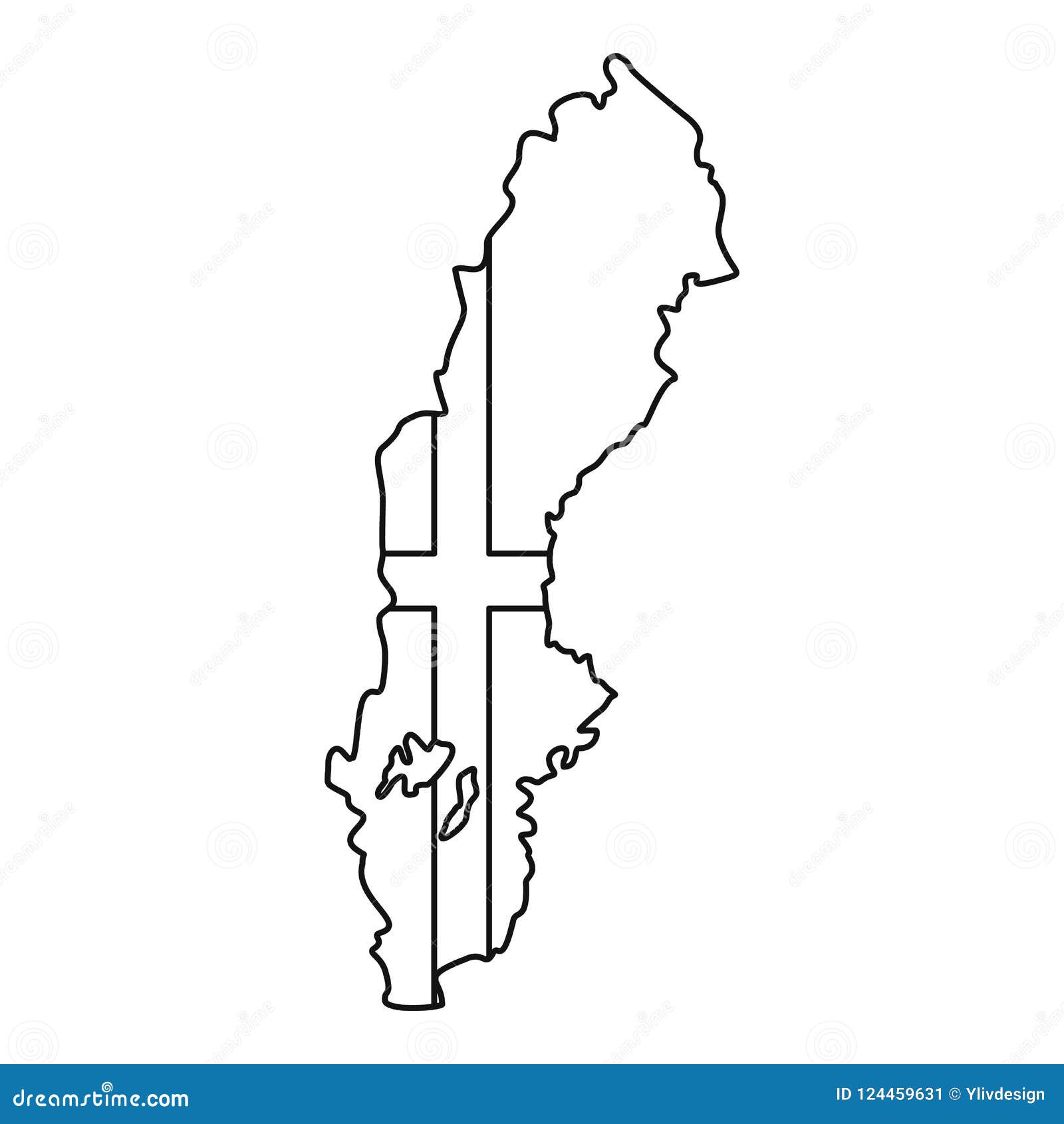 Map of Sweden Icon, Outline Style Stock Illustration - Illustration of ...