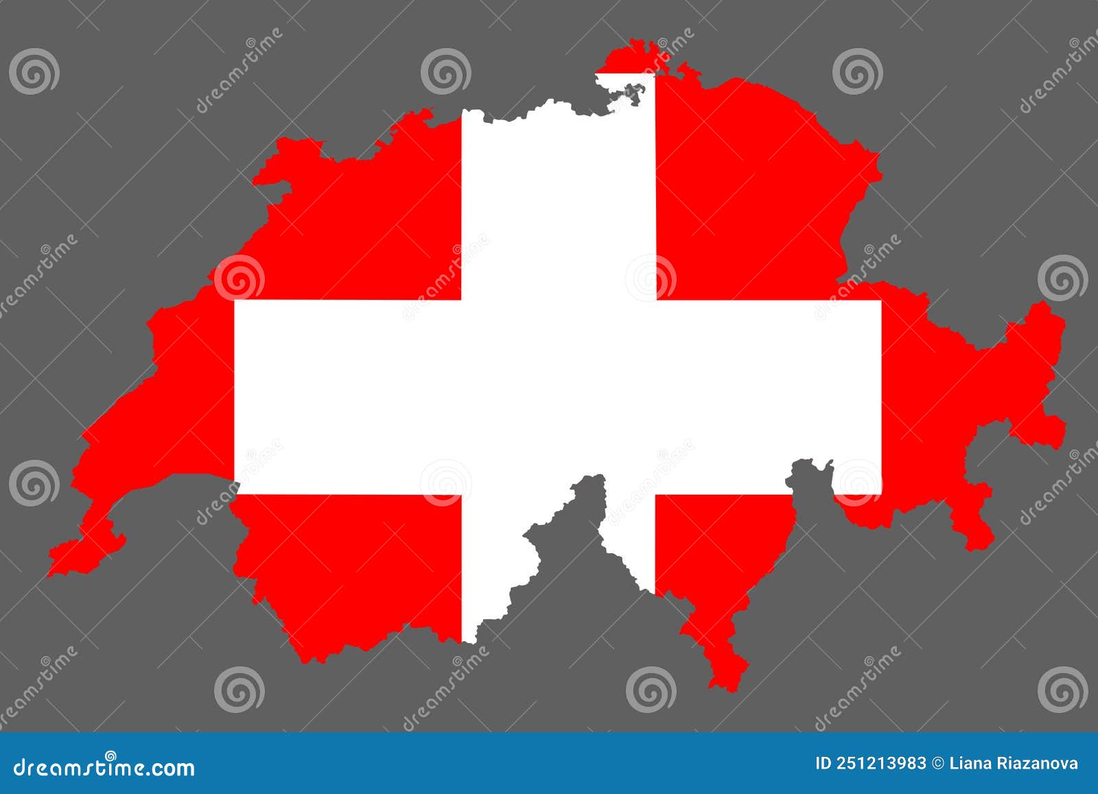 map switzerland with flag europ cartography