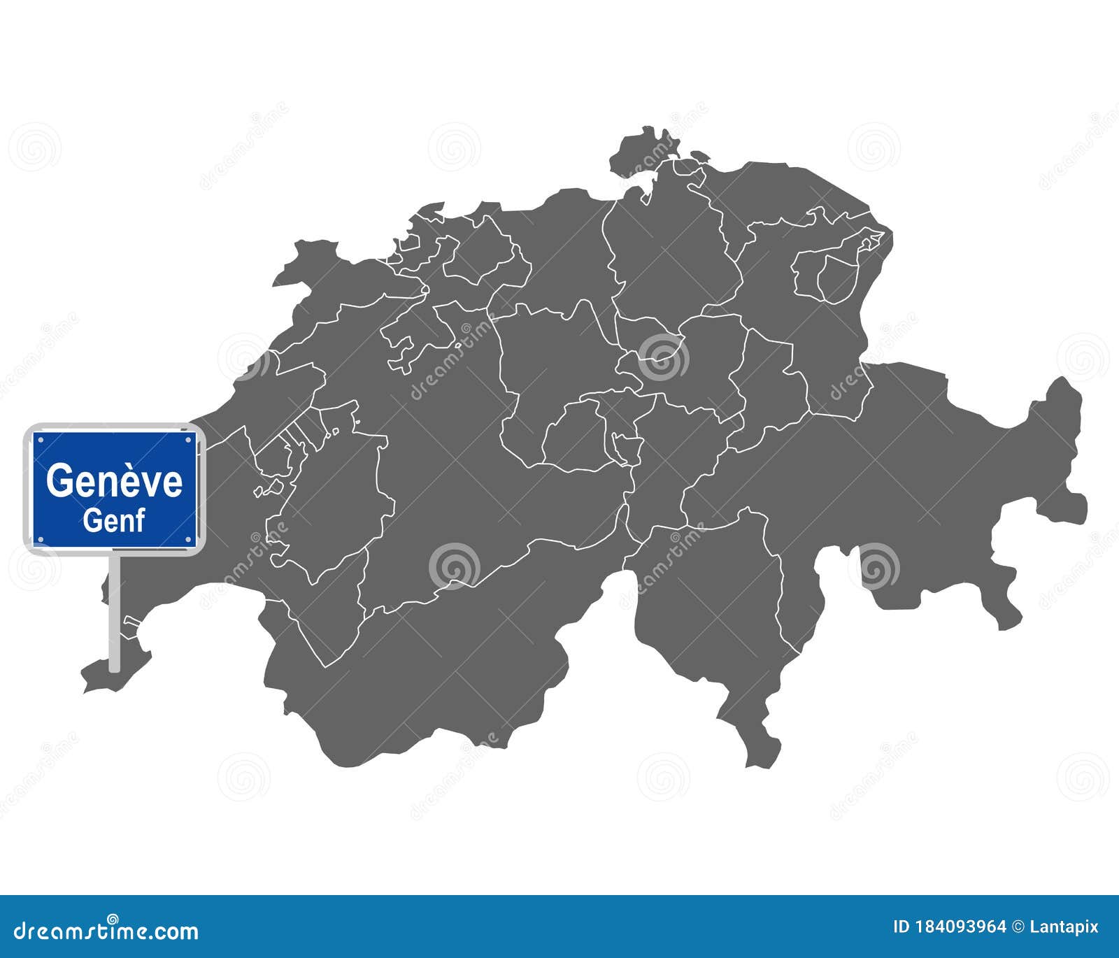 map of switzerland with road sign of genÃ¨ve
