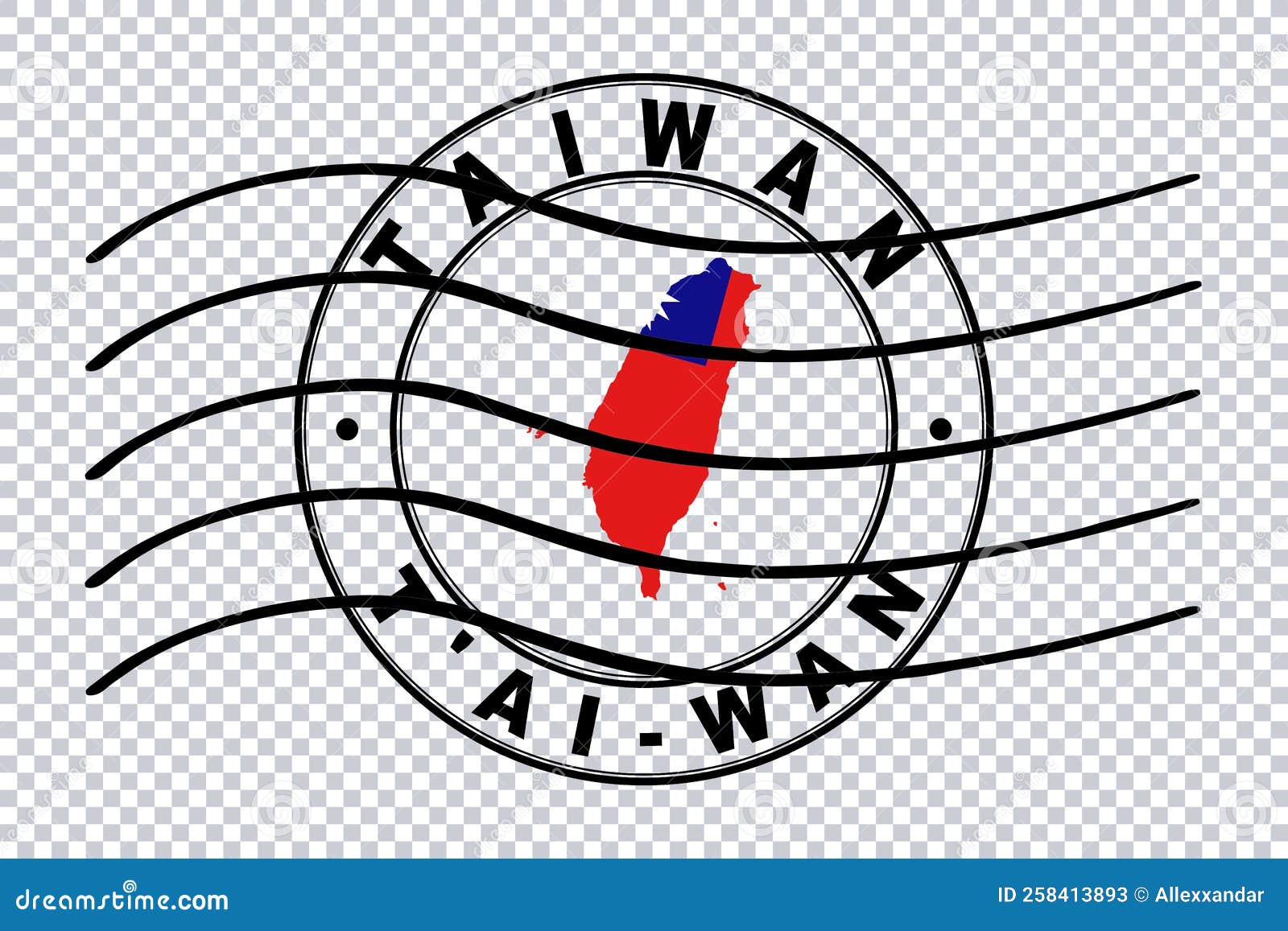 Map of Taiwan, Postal Passport Stamp, Travel Stamp Stock Illustration