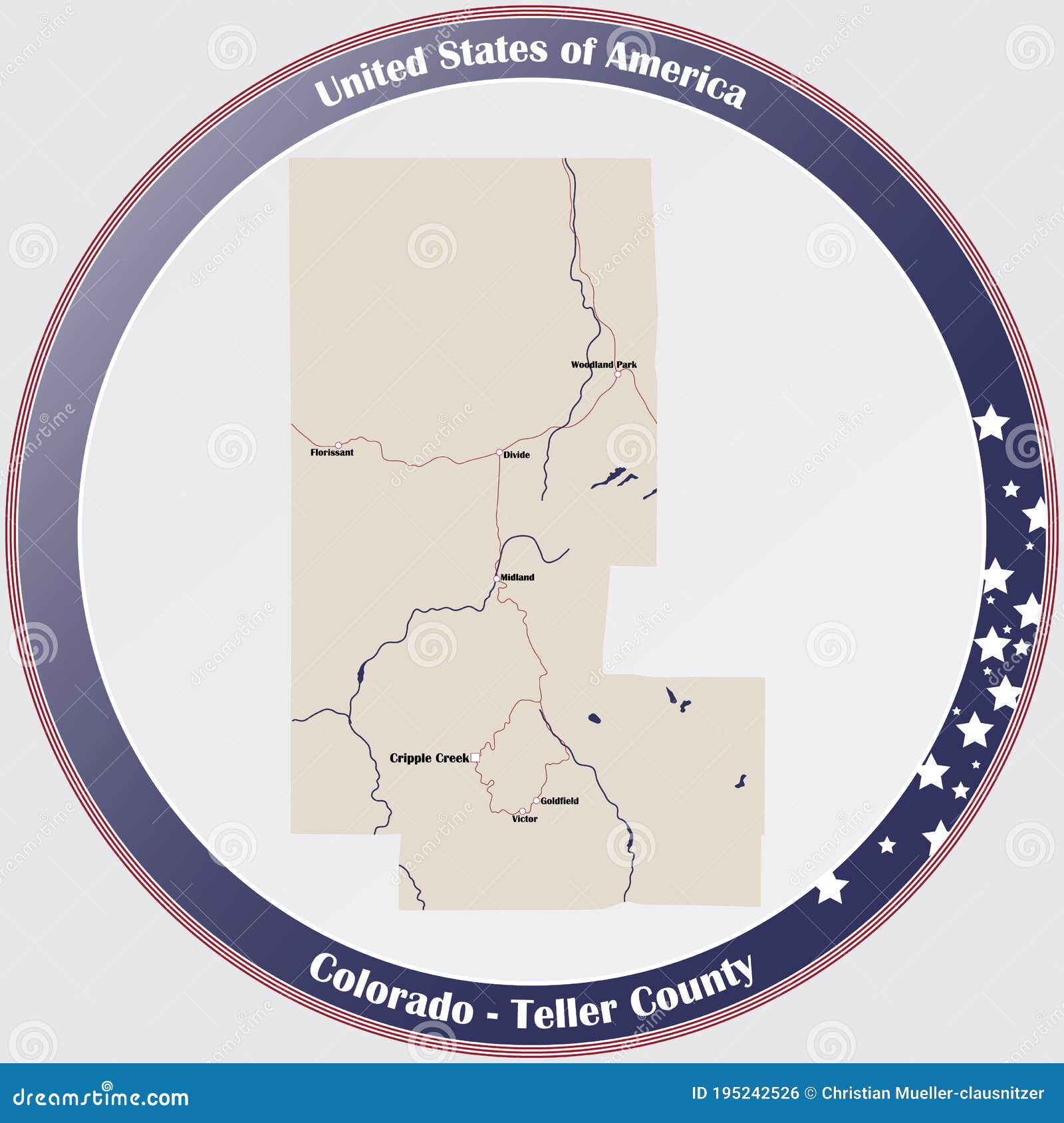 Map of Teller County in Colorado Stock Vector Illustration of federal