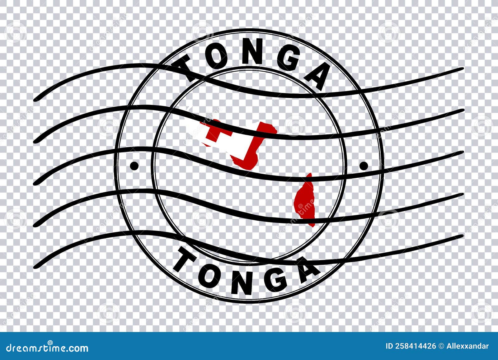 Map of Tonga, Postal Passport Stamp, Travel Stamp Stock Illustration