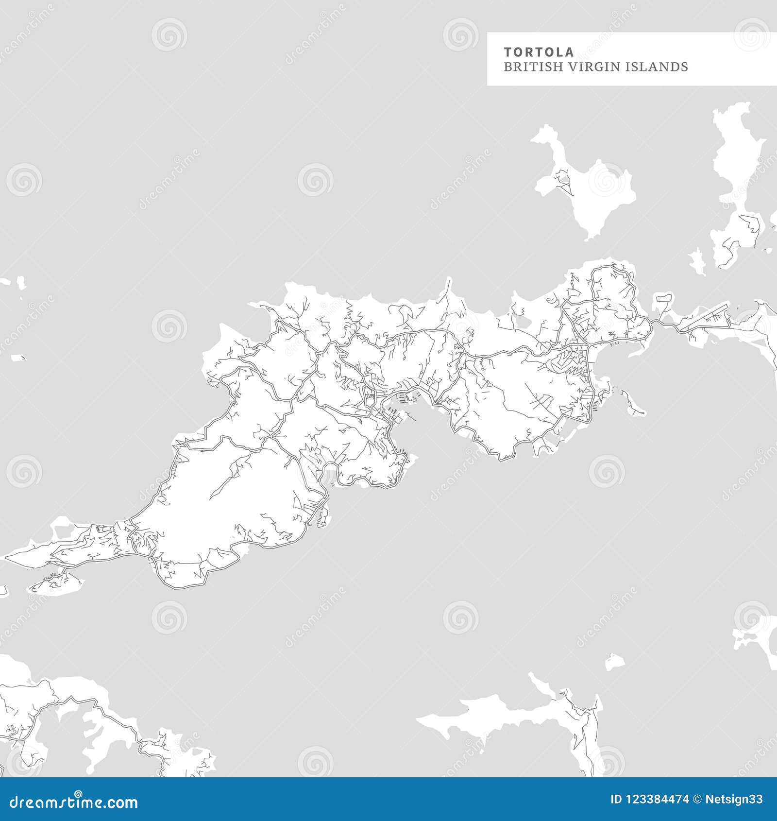 Map of Tortola Island stock vector. Illustration of high - 123384474