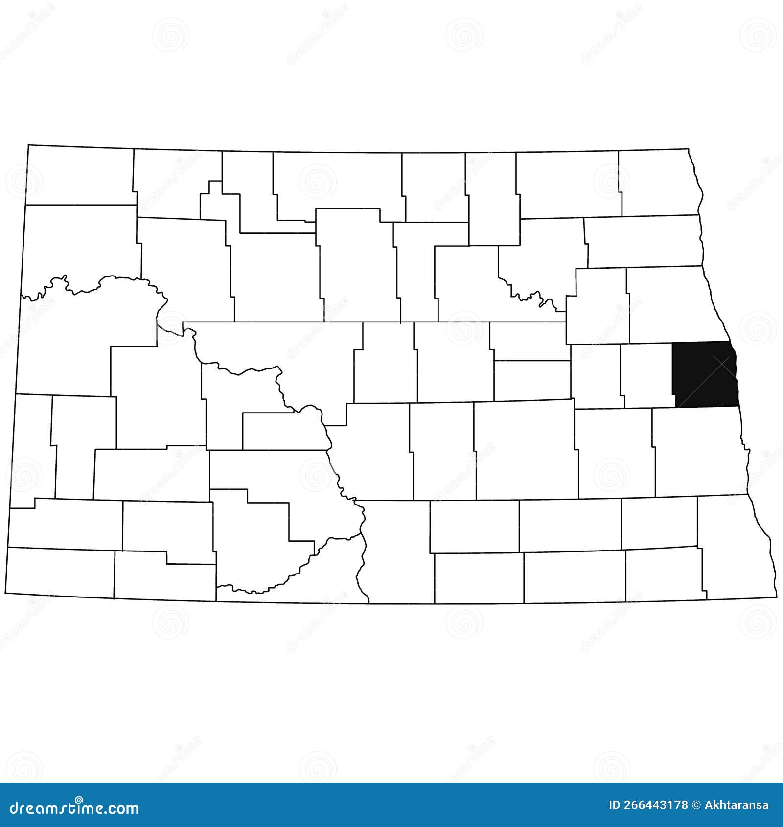 Map of Traill County in North Dakota State on White Background. Single