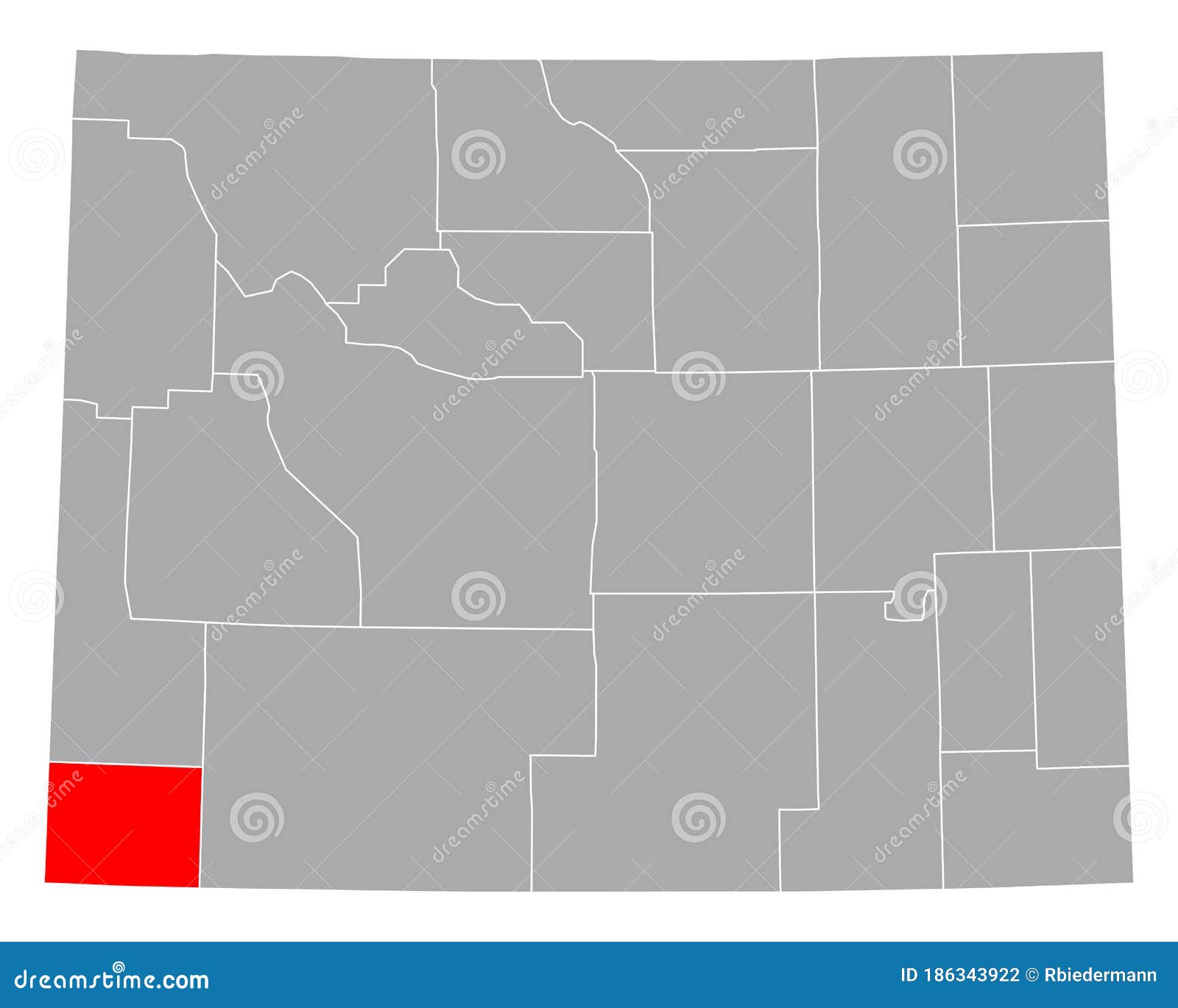 Map of Uinta in Wyoming stock vector. Illustration of county 186343922