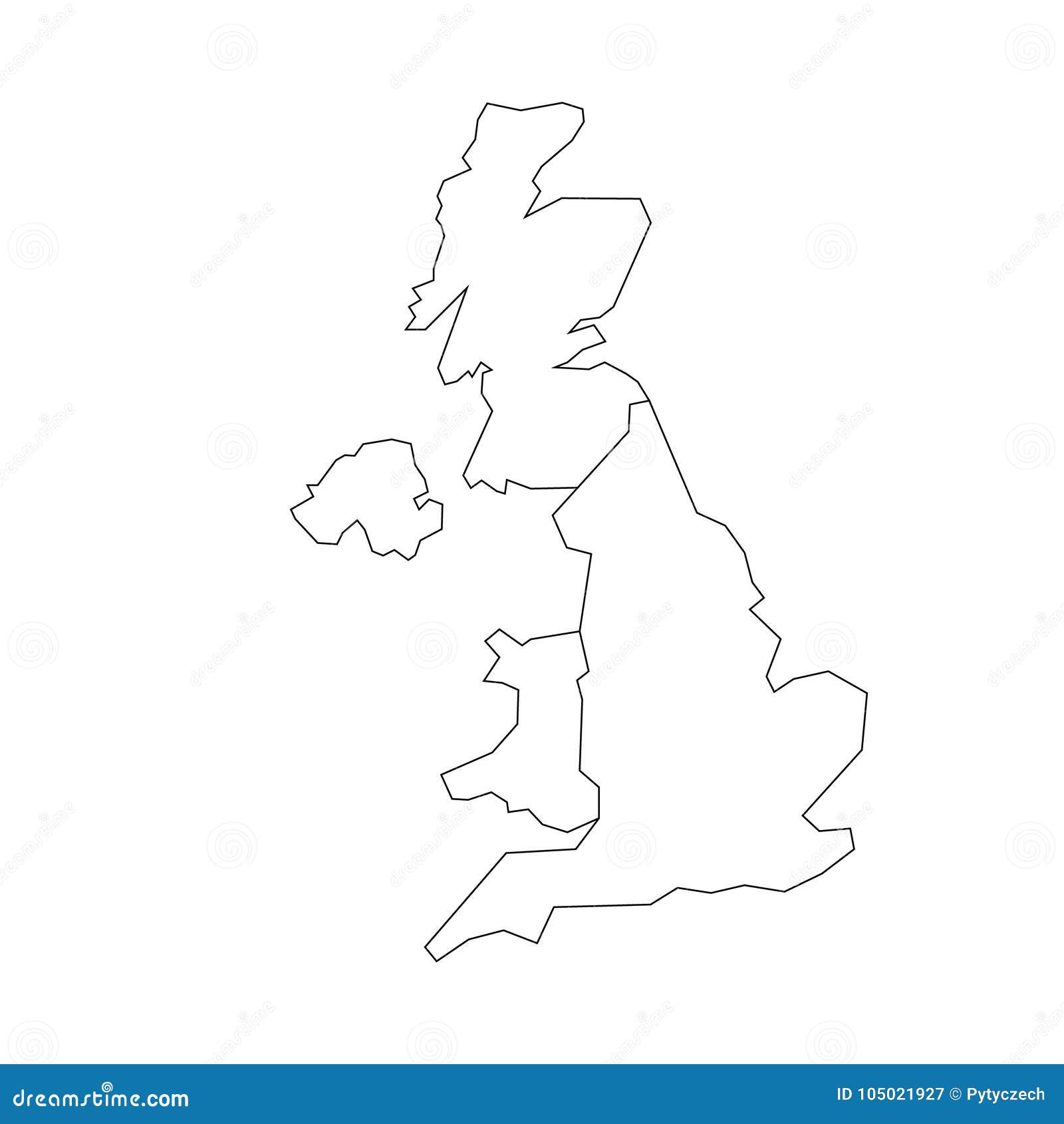 map of united kingdom countries - england, wales, scotland and northern ireland. simple flat  outline map