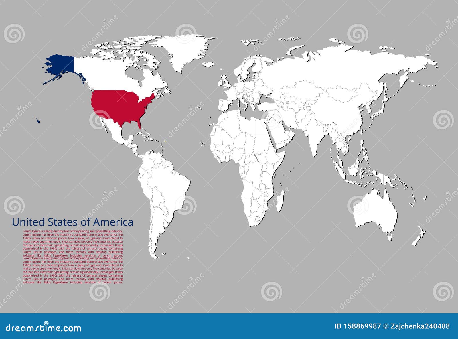Map Of The United States Of America Highlighted In Blue And Red