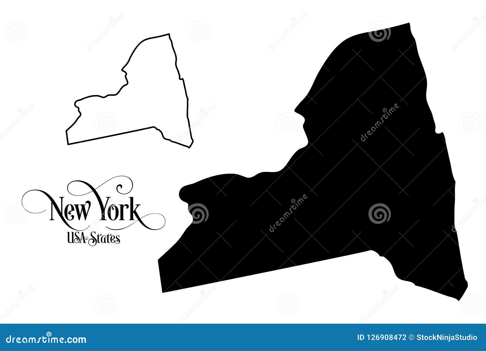 Map of the United States of America USA State of New York ...