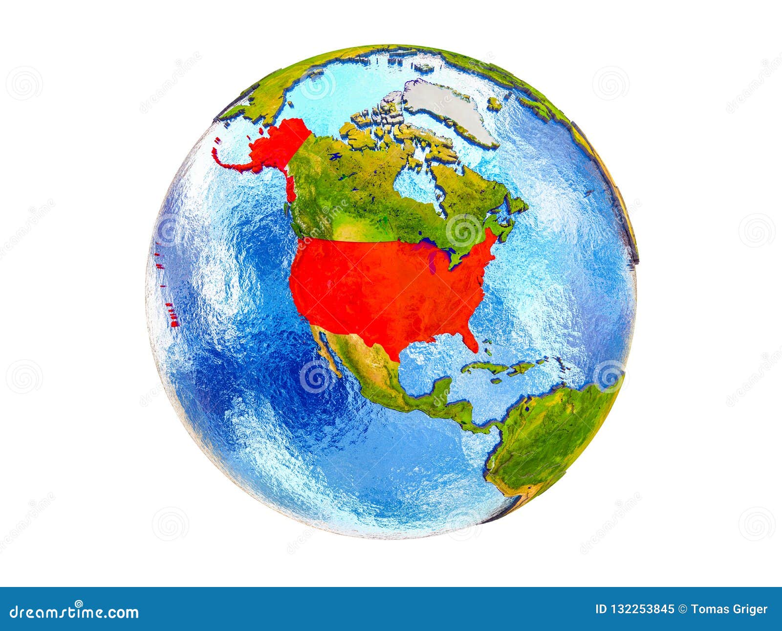 Map Of United States On 3d Earth Isolated Stock Image Image Of