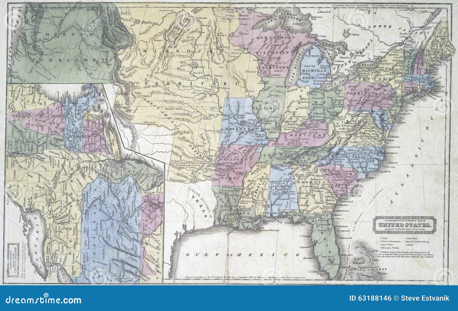 Map United States Early 1800'S Map of United States in early 1800s