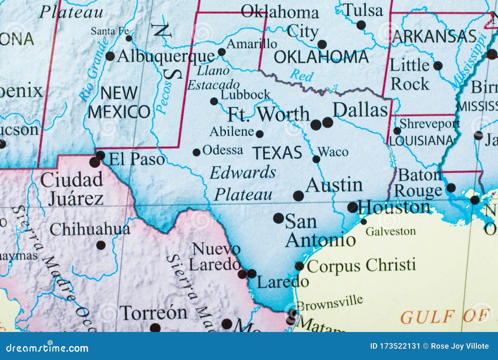 Map of United States Focus on the State of Texas Stock Image - Image of