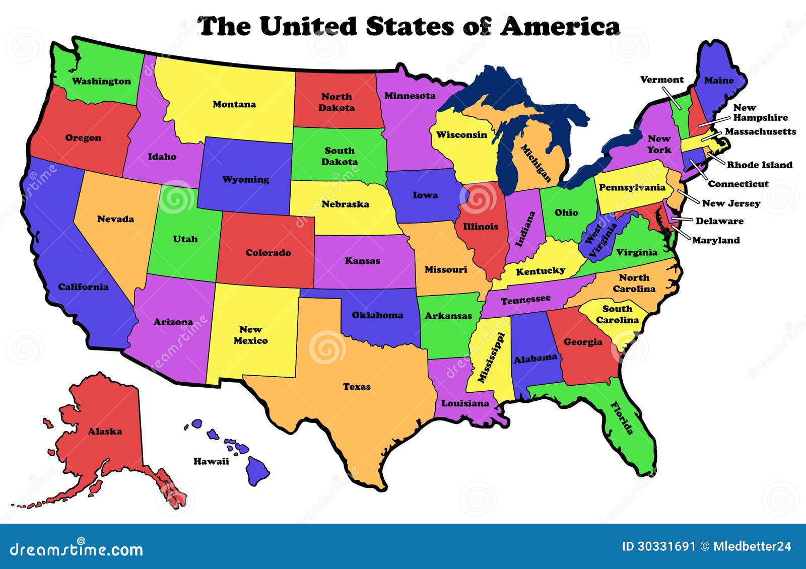 Map United States State Names Map of United States with state names