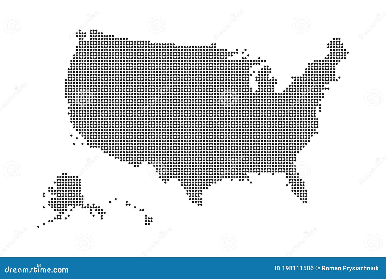 USA Map Made by Dots and Points. Dotty Map of United State of America