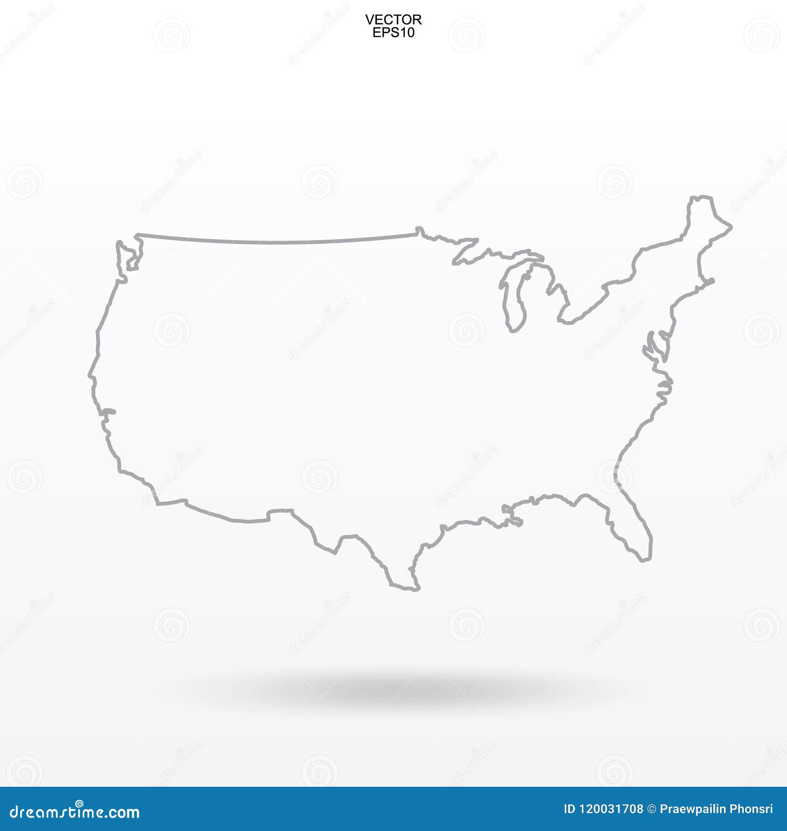 Map Of Usa Outline Of United States Of America Map On White