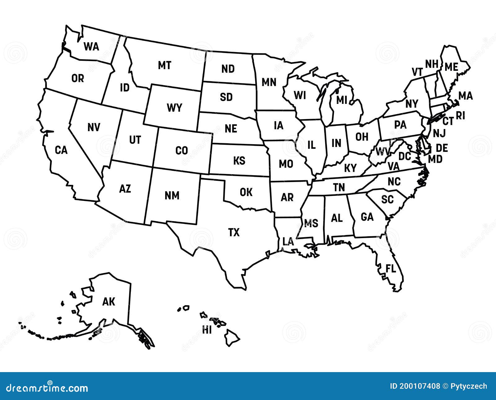 Us Map With Abbreviations Map Of Usa Stock Vector. Illustration Of Information - 200107408 Us Map With Abbreviations Map Of Usa Stock Vector. Illustration Of Information - 200107408
