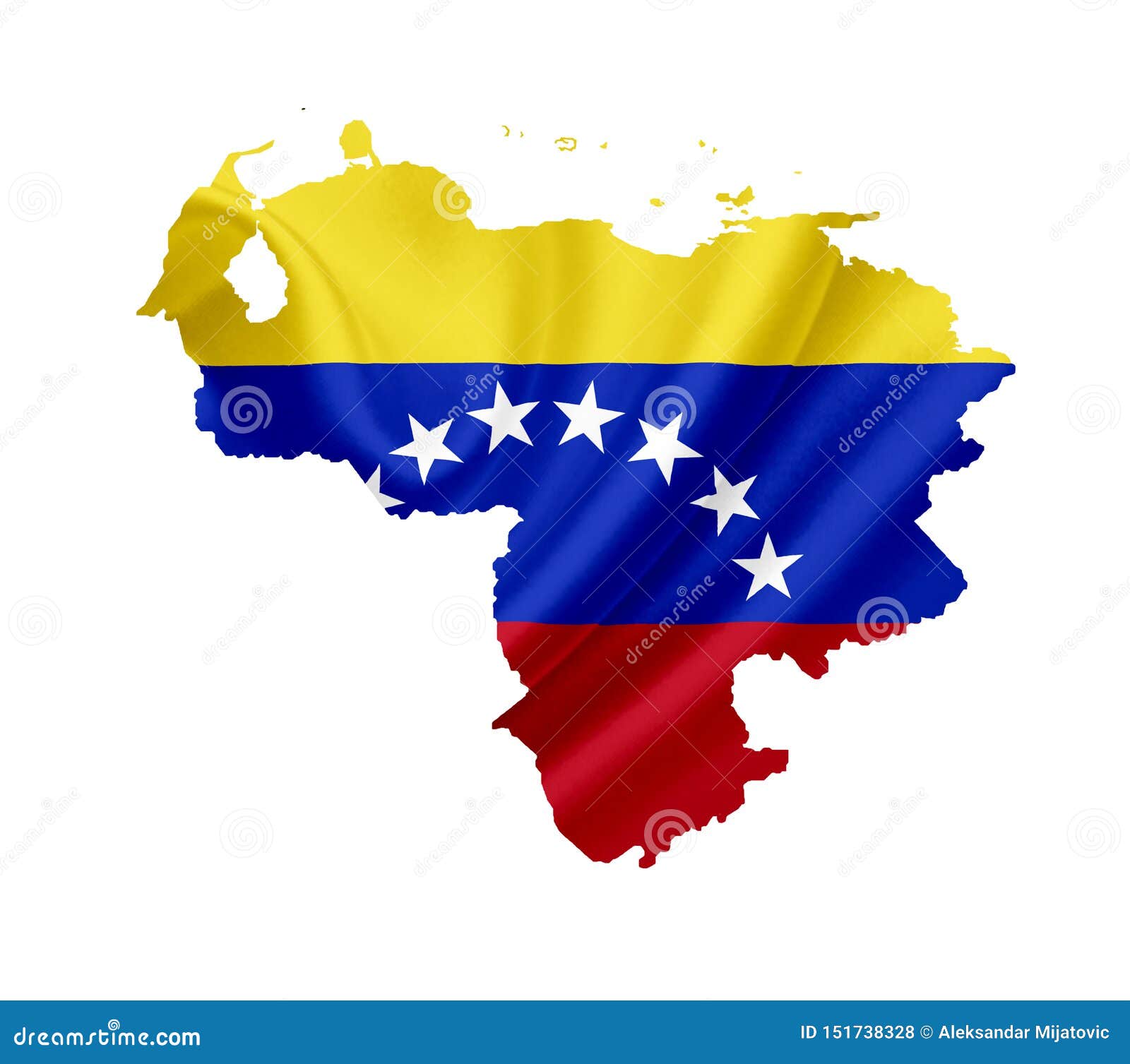 map of venezuela with waving flag  on white