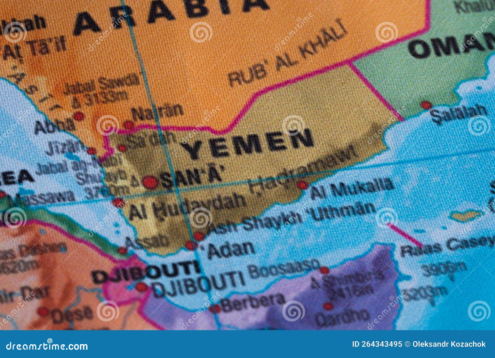 Map View of Yemen on a Geographical Globe. Stock Image Image of icon