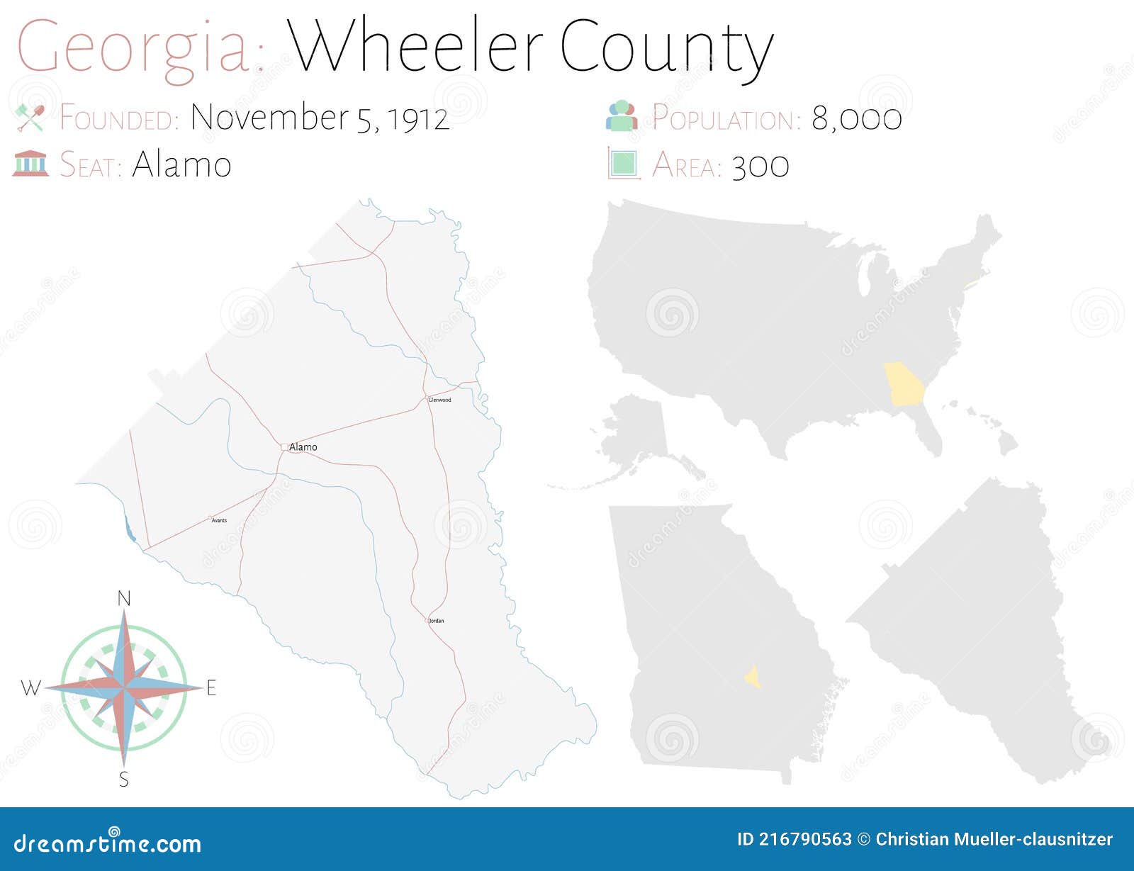 Map Of Wheeler County In Illustration de Vecteur Illustration