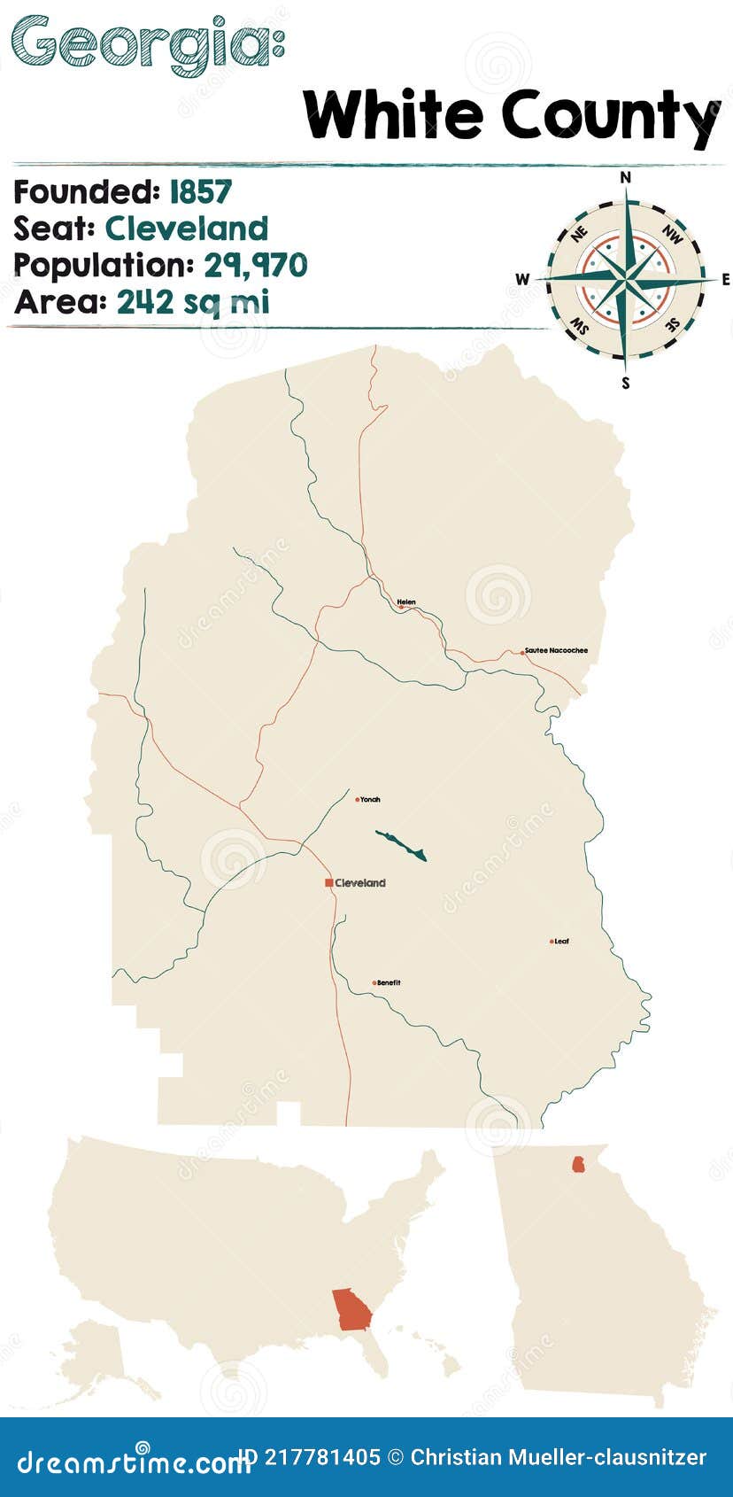 Map of White County in Stock Vector Illustration of seat