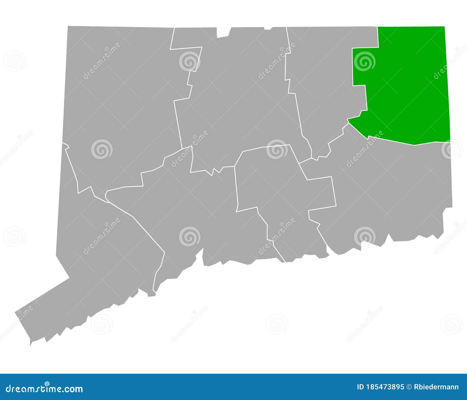 Map of Windham in Connecticut Stock Vector Illustration of county