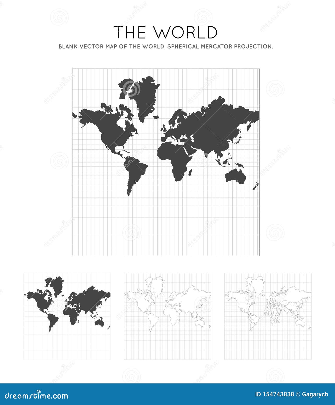 map of the world. spherical mercator projection.