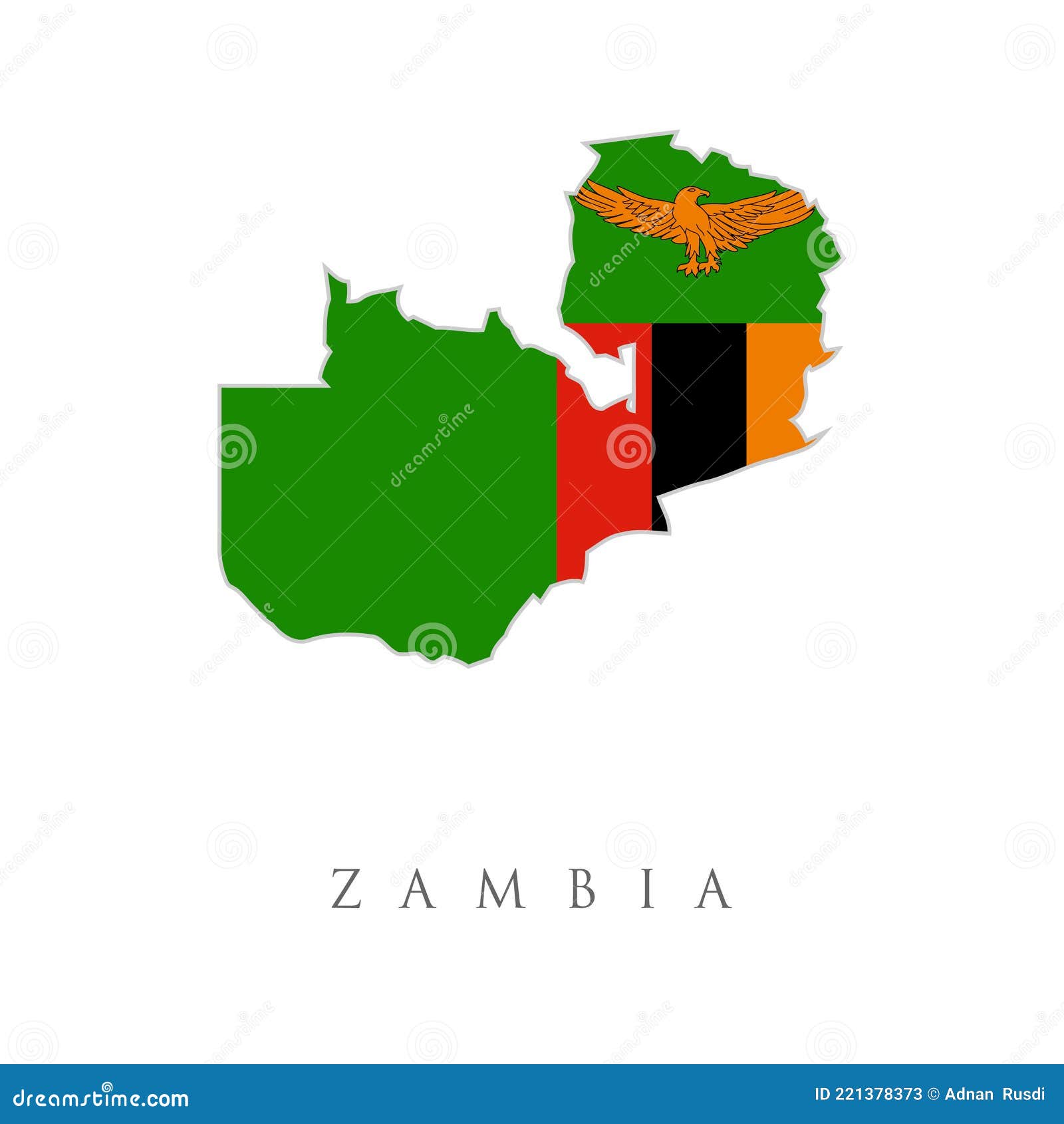 Map of Zambia and Zambian Flag Illustration. Zambia Flag Map. the Flag of the Country in the 
