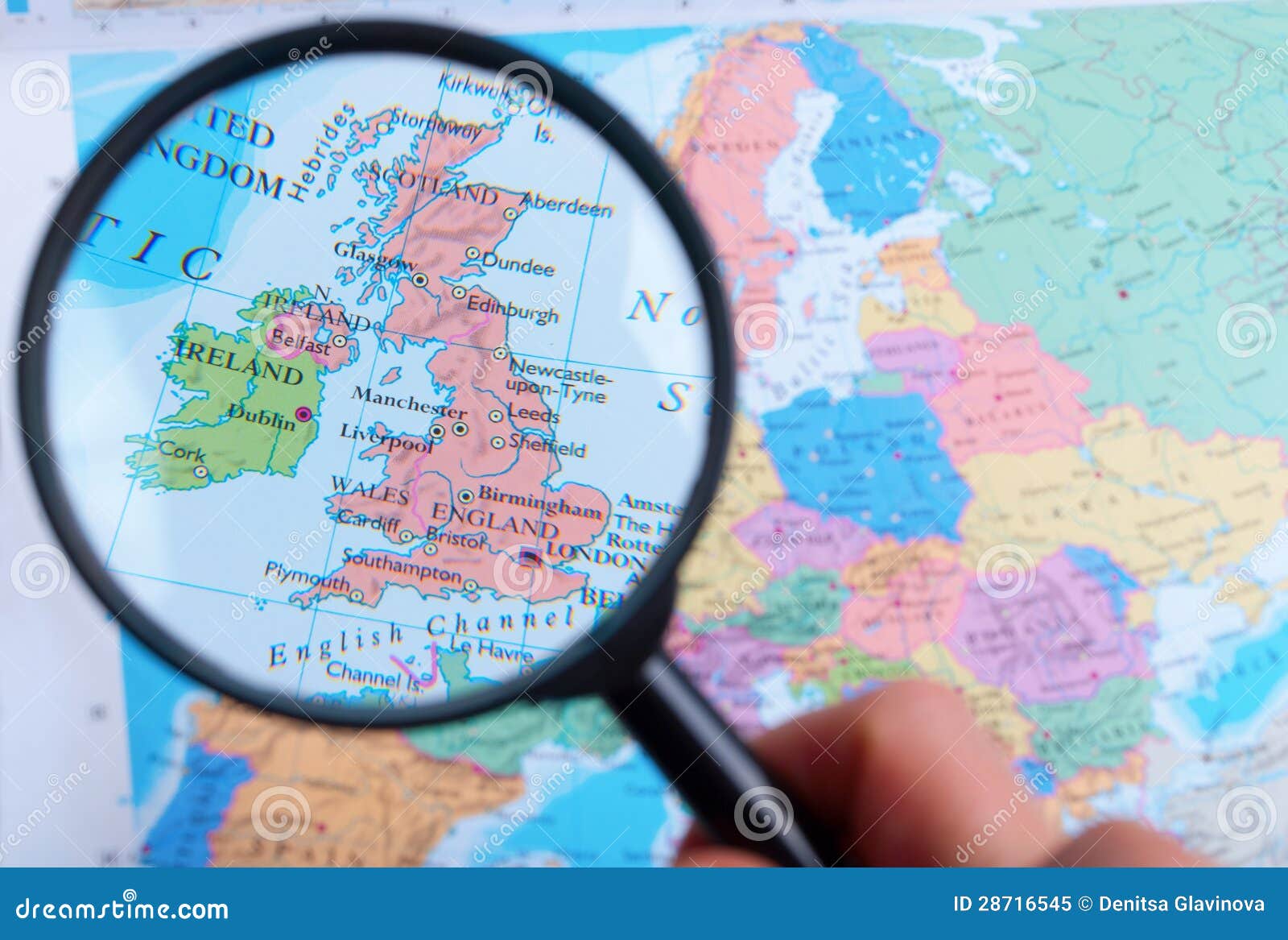 Map And Zoom Lens, England Royalty Free Stock Photo Image 28716545