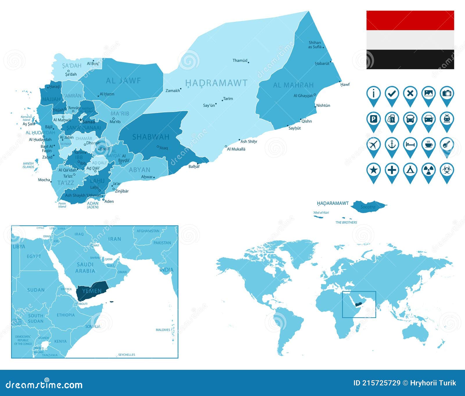 Mapa Detalhado Azul Esverdeado Das Divisões Administrativas