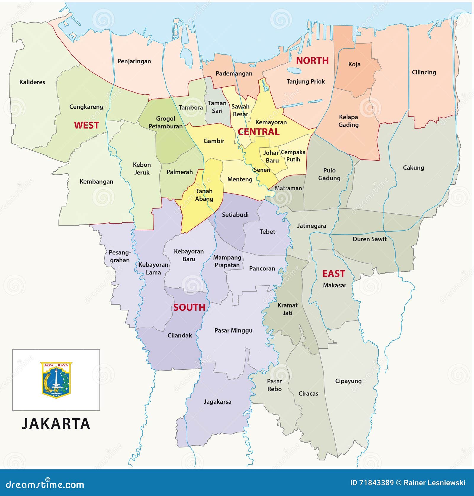 Mapa Administrativo De Jakarta Stock de ilustración Ilustración de