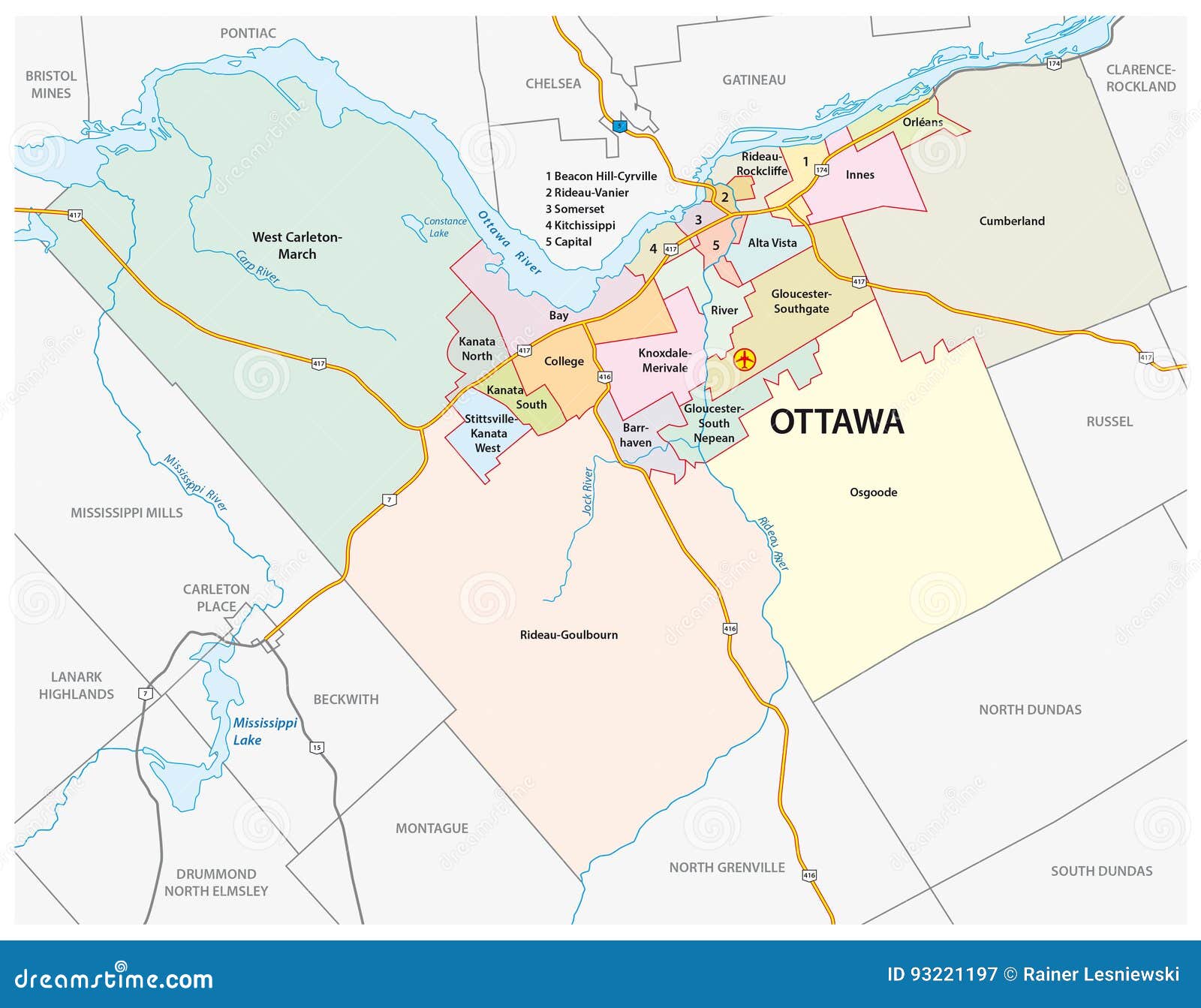 Mapa Administrativo Y Político De Ottawa Stock de ilustración