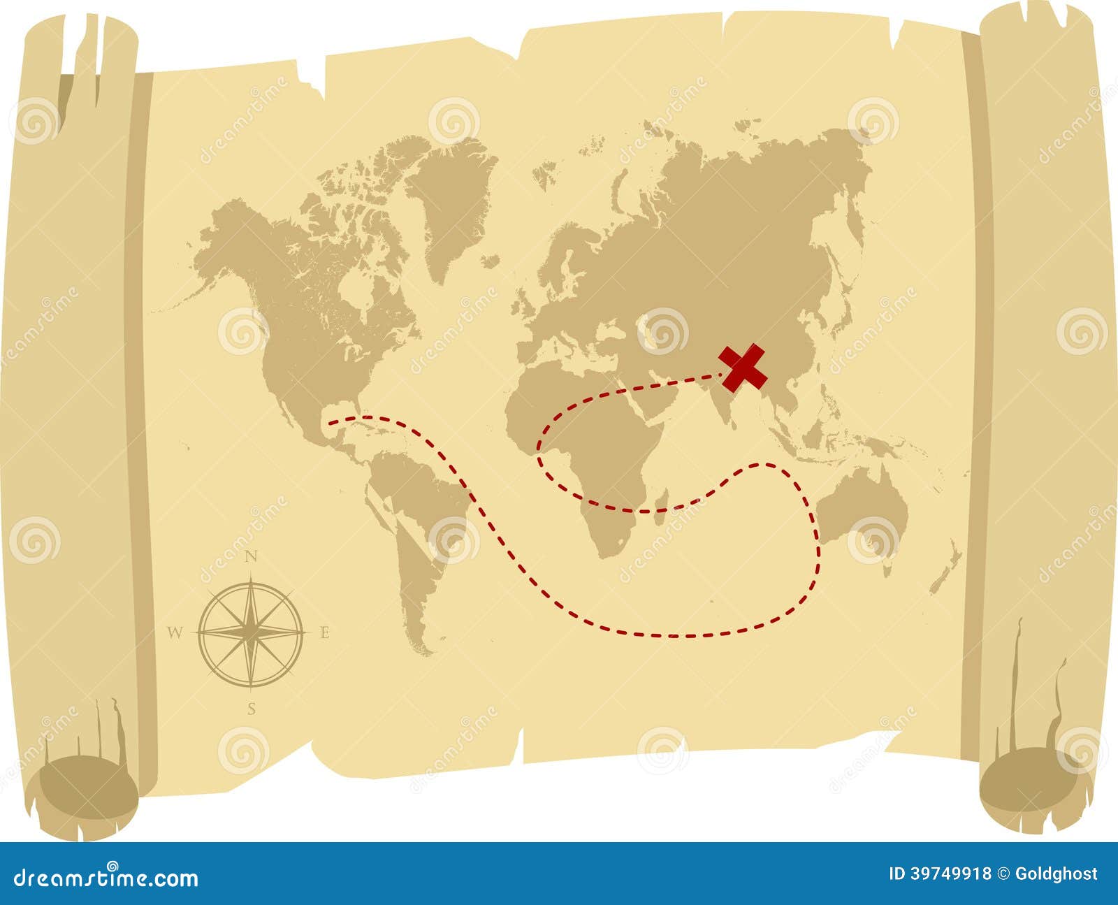 Vetores de Mapa Do Tesouro Vetorial Antigo e mais imagens de Mapa