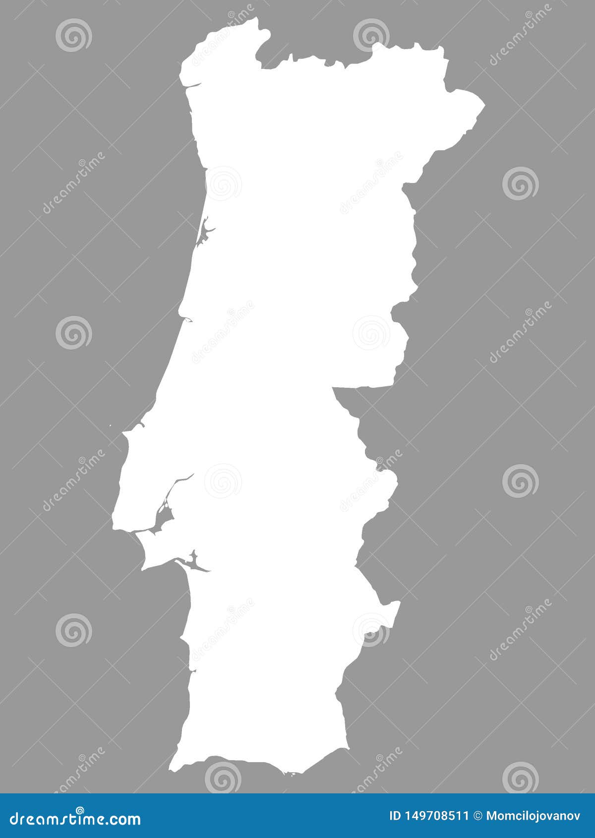 Mapa Nacional Do Desenho Do Vetor De Portugal No Fundo Branco