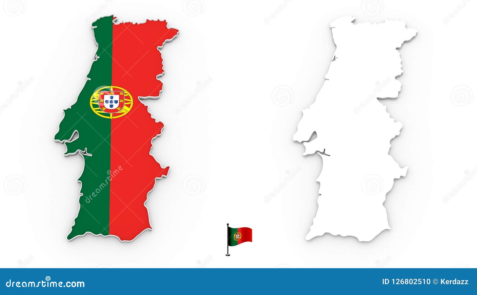 Mapa de portugal altamente detalhado com capital de bandeira e