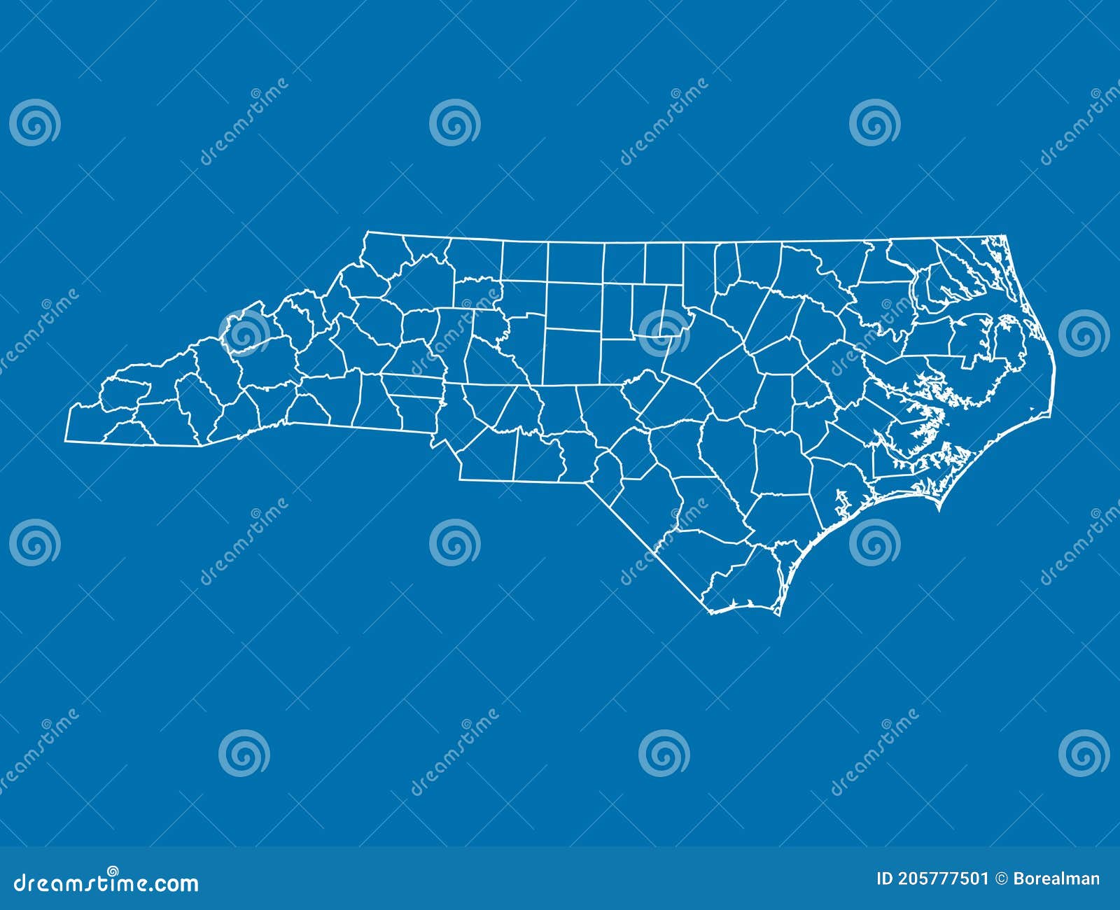 Mapa da Carolina do Norte ilustração do vetor. Ilustração de norte