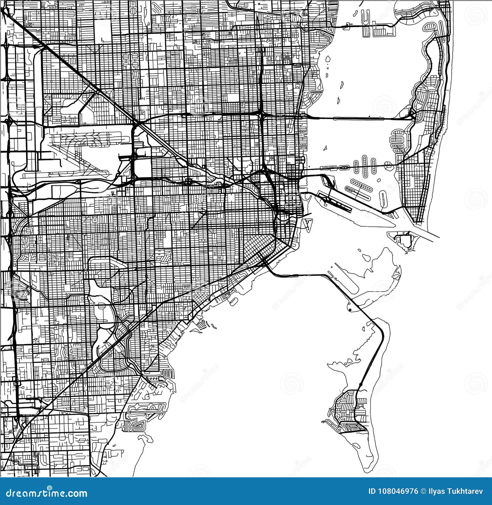 mapa da cidade de miami, eua ilustração do vetor