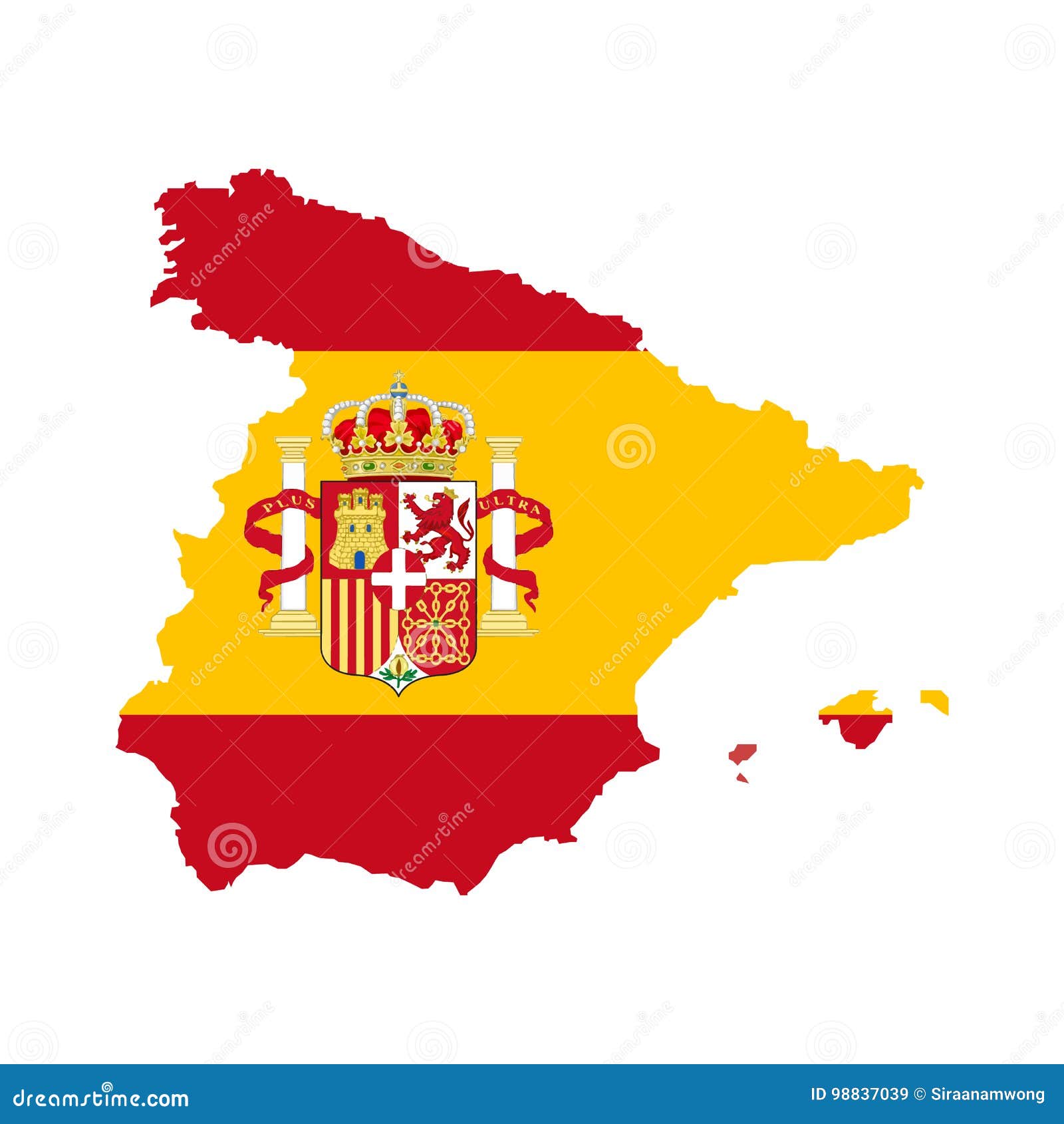 Mapa Da Espanha Com Bandeira De Spain Para Dentro Ilustração Do Vetor Ilustração De Decorativo Cartografia 98837039