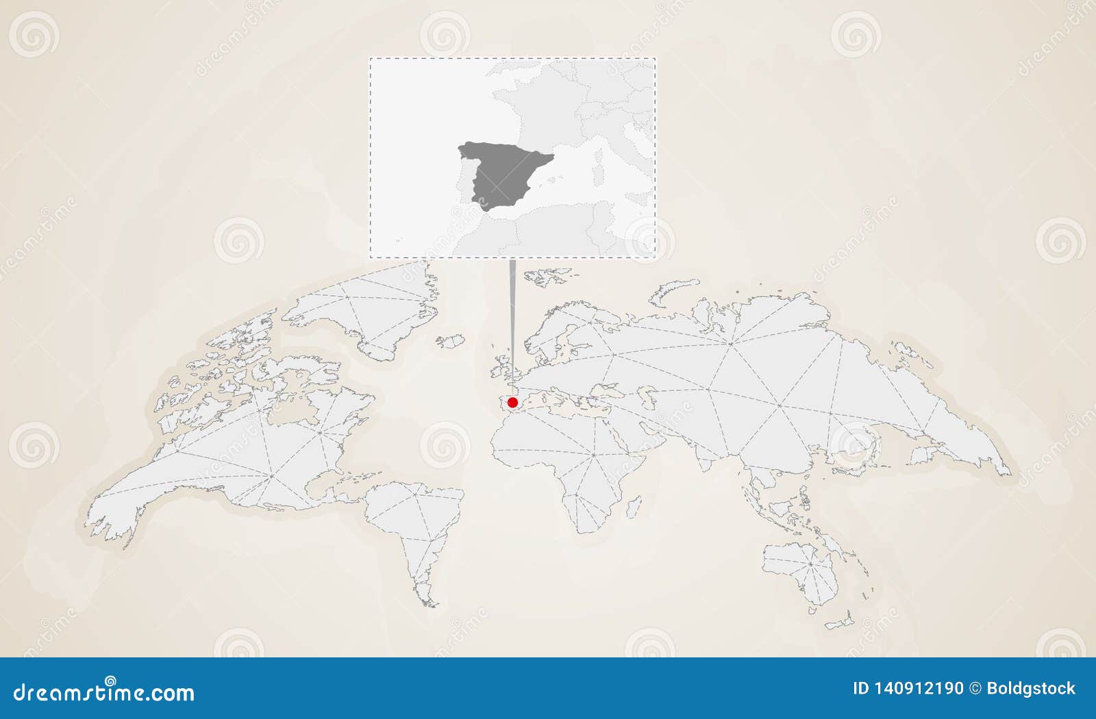 mapa-múndi abstrato arredondado com mapa de portugal detalhado