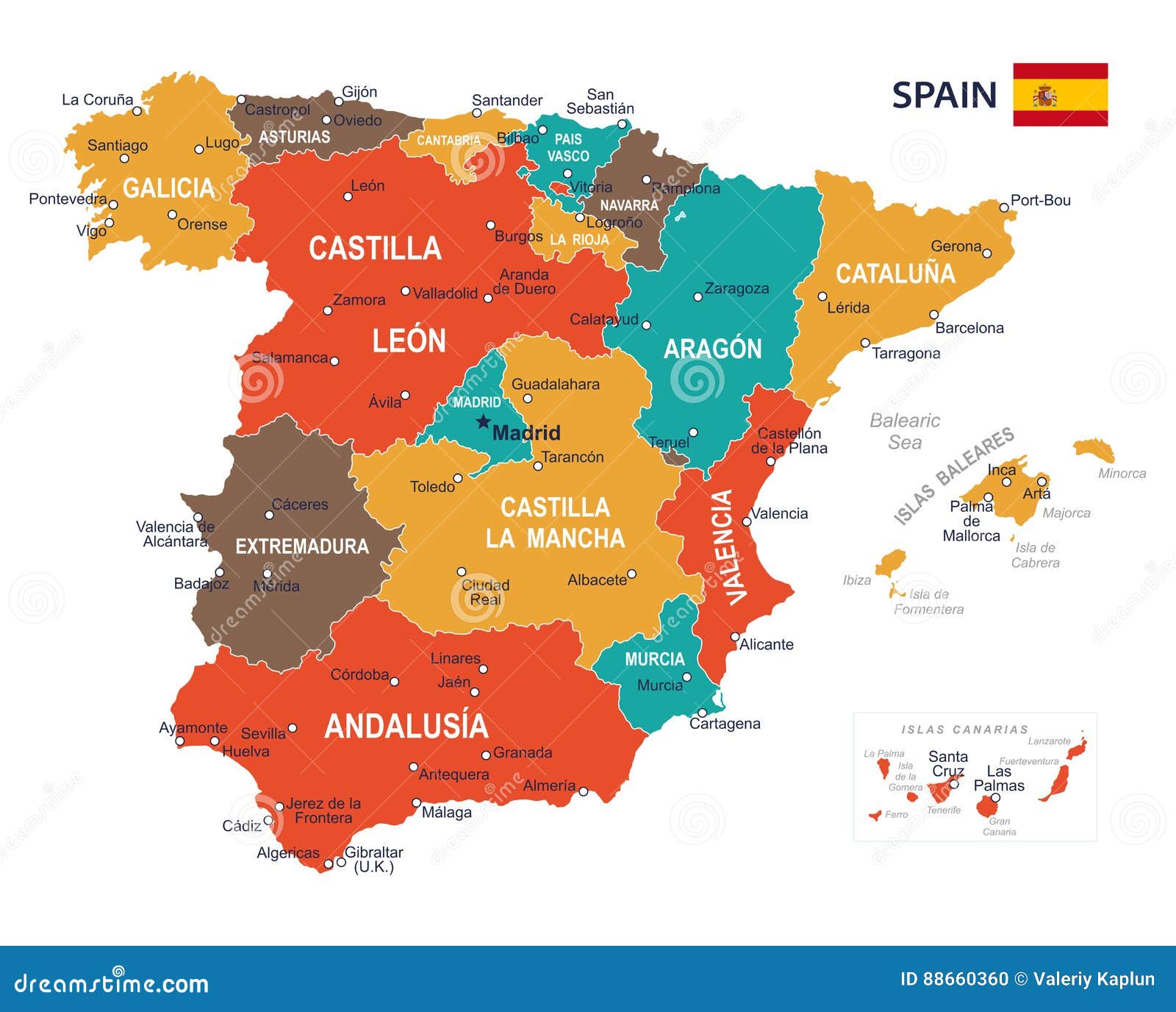 Ilustração do mapa de espanha