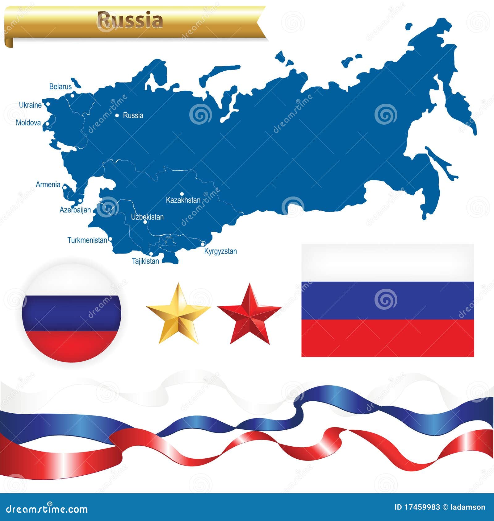 Mapa Da Federação Russa E Jogo De Símbolos Ilustração do Vetor - Ilustração  de bandeira, fundo: 17459983