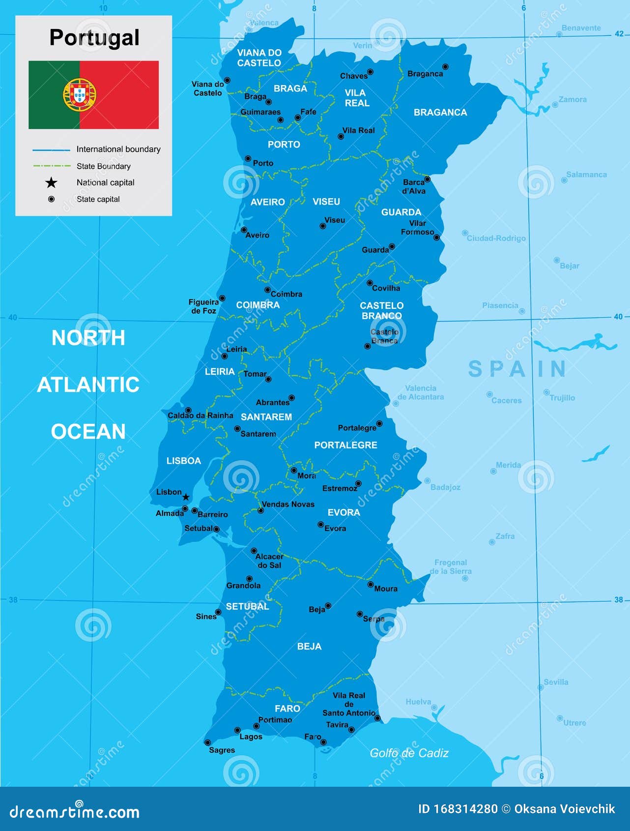 O Mapa Detalhado De Portugal Com Regiões Ou Estados E Cidades, Capitais  Ilustração do Vetor - Ilustração de cidades, distrito: 98269863