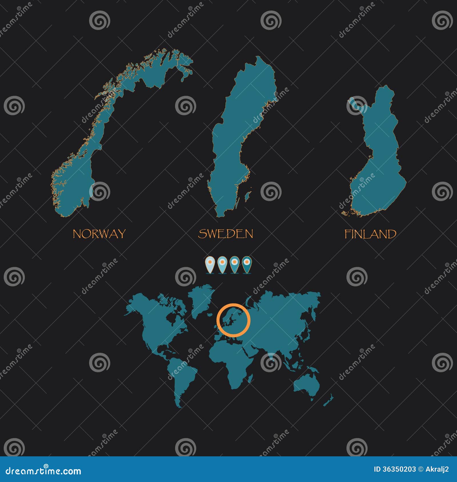 Mapa Da Suécia Noruega Finlandia Dos Países De Escandinávia