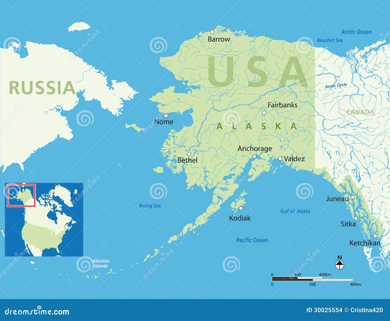 Mapa de Alaska stock de ilustración. Ilustración de frontera 30025554