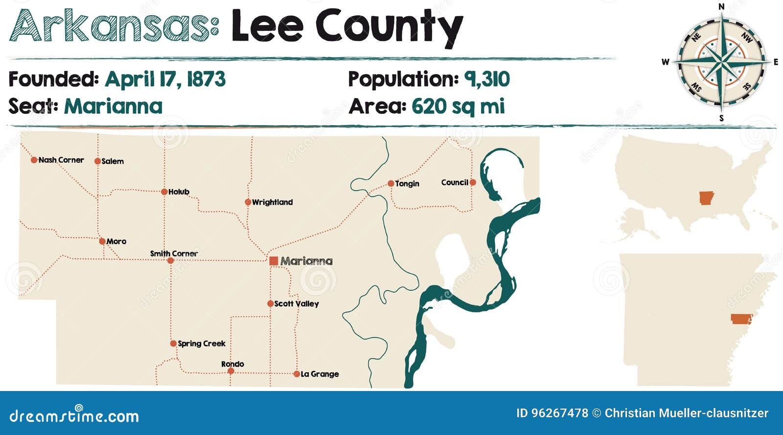 Mapa De Arkansas, El Condado De Lee Ilustración del Vector - Ilustración de  vector, detalle: 96267478