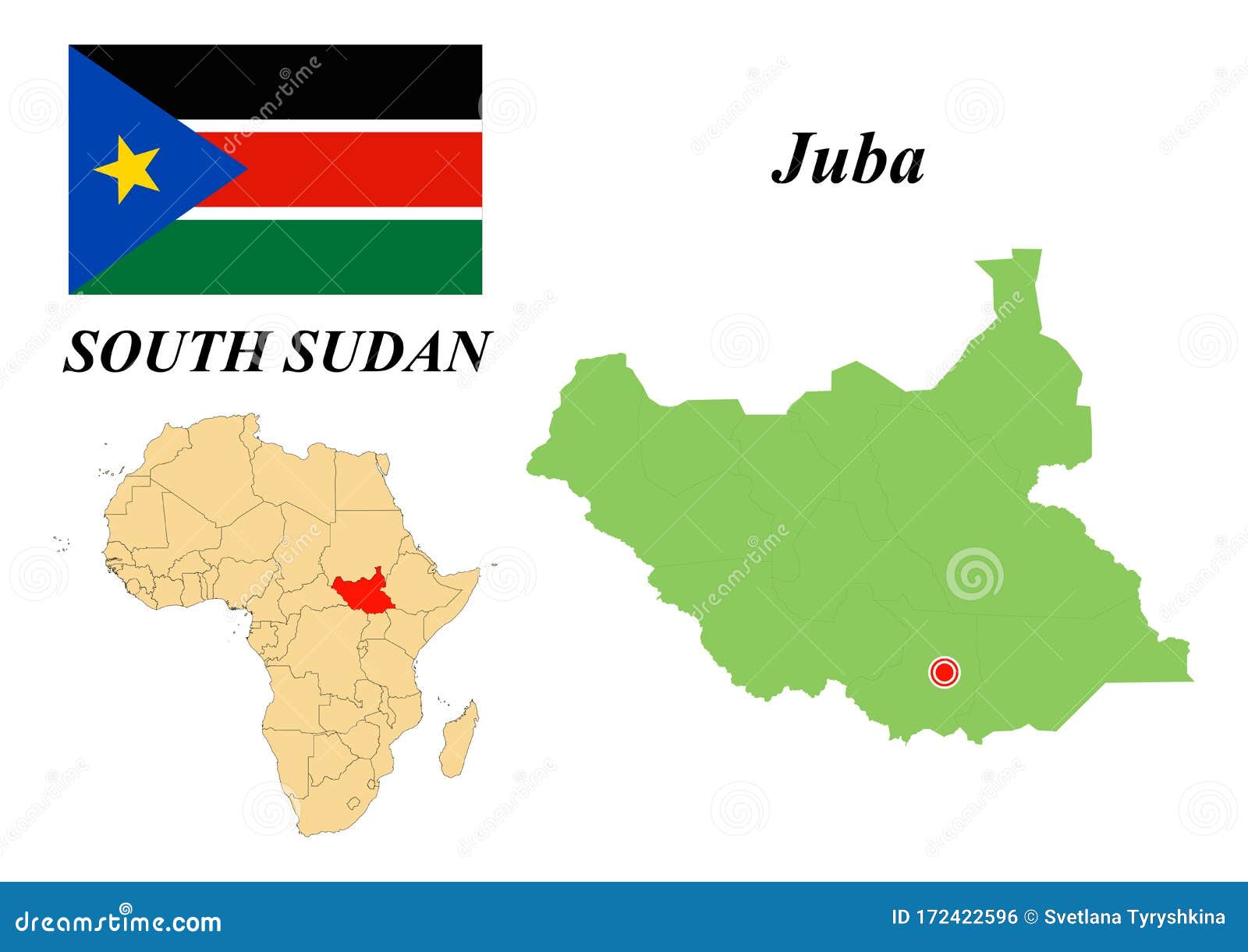 Mapa De Bandera De La Capital De Sudán Del Sur Ilustración Del Vector