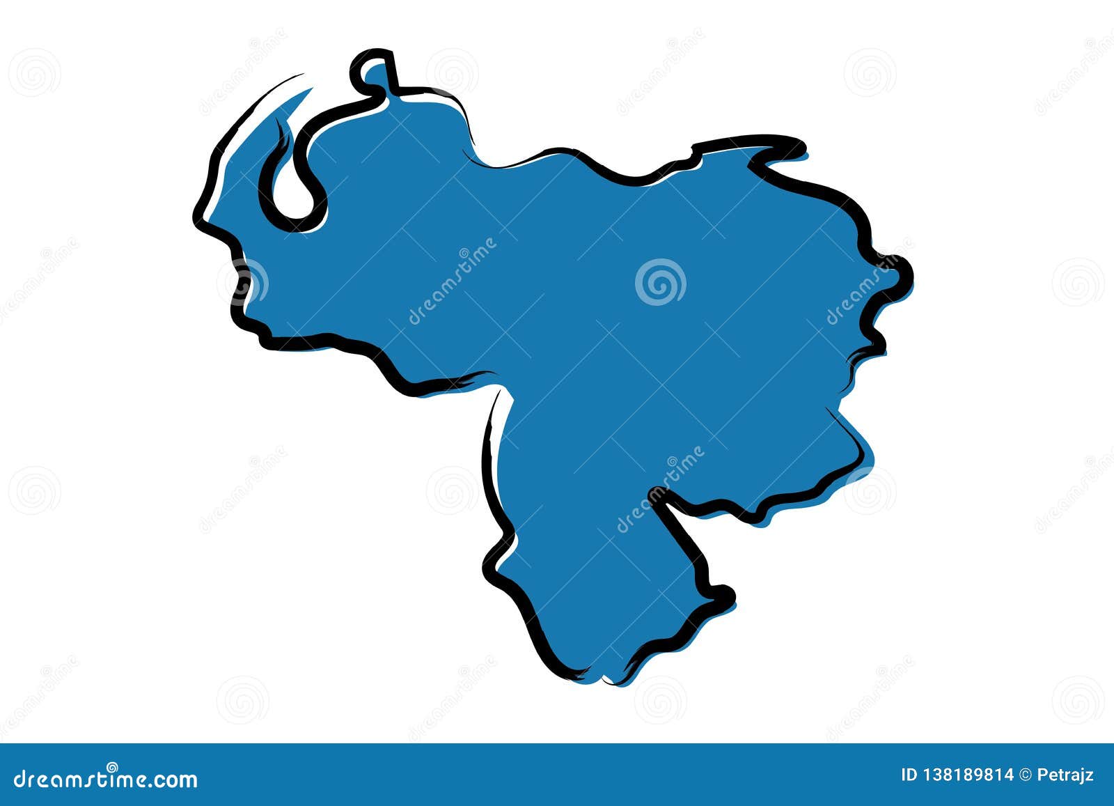 Mapa De Bosquejo Azul Estilizado De Venezuela Ilustración Del Vector
